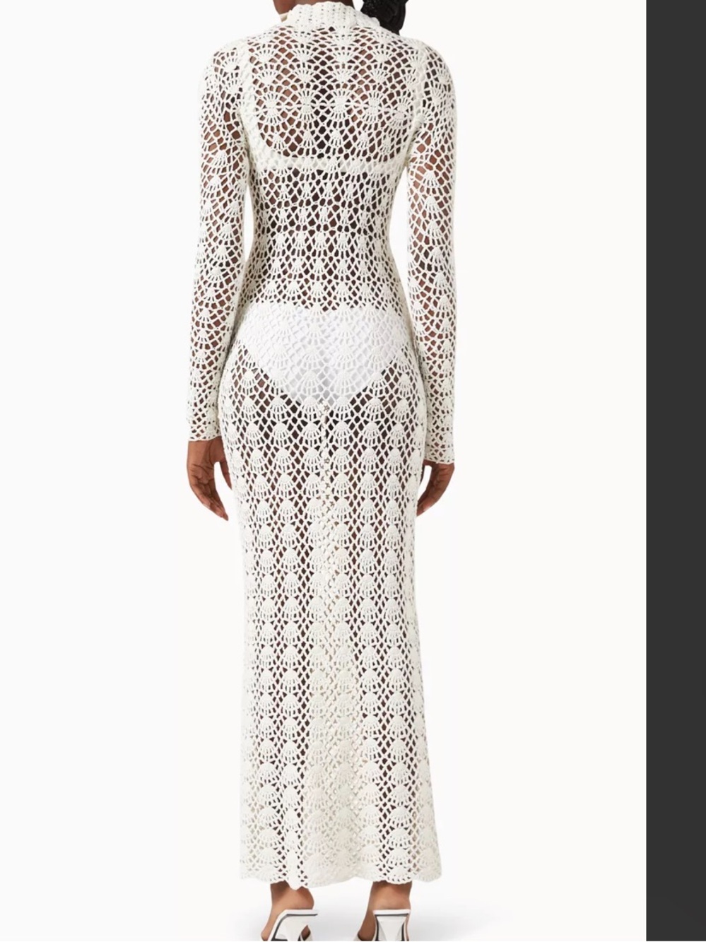 Paris Georgia White Crochet Long-Sleeve Maxi Dress XS NWT - Picture 4 of 6